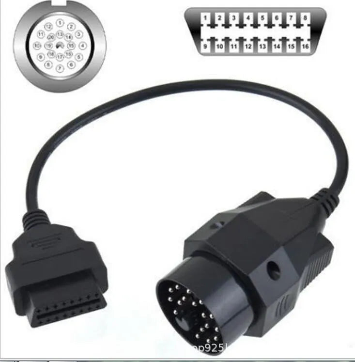 OBD2 BMW 20-pin to 16-pin diagnostic connector cable with corrosion-resistant connectors