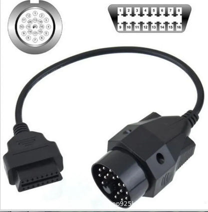 OBD2 BMW 20-pin to 16-pin diagnostic connector cable with corrosion-resistant connectors