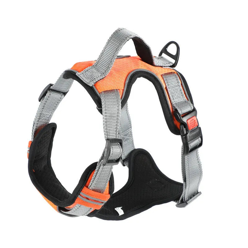 Polyester dog vest harness with hand-holding rope attachment in multiple colour options