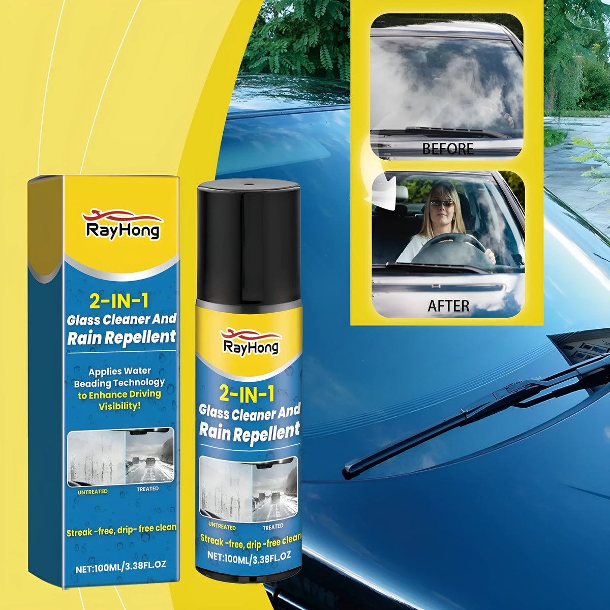 100ml car glass cleaning anti-fog spray bottle for windscreen use