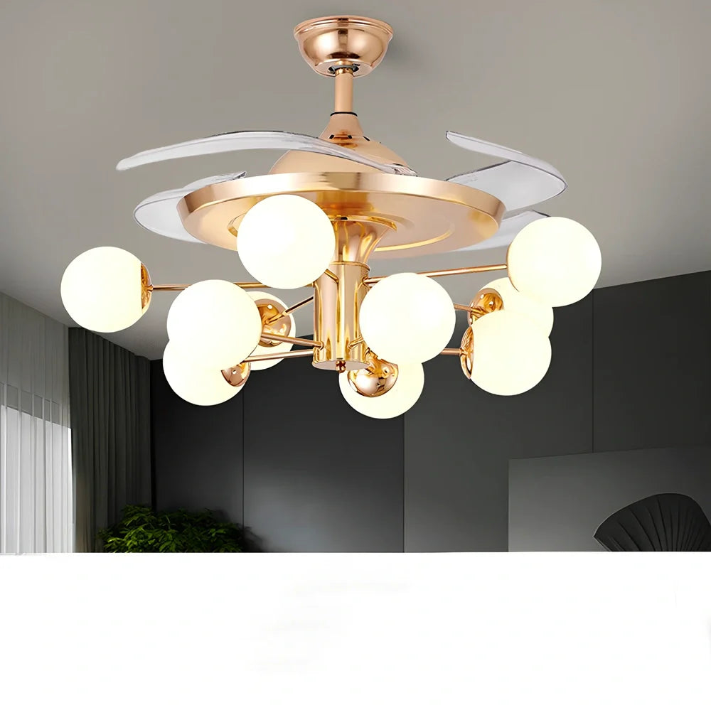 Nordic ceiling fan with 106cm blades and integrated LED light in black finish with remote control