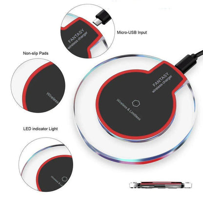 Sleek wireless charging pad with non-slip silicone surface and automatic charging for Apple and Samsung devices