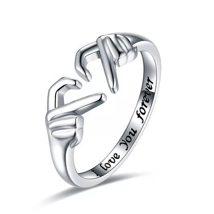 Adjustable Heart Claddagh Ring in silver, gold, or thick silver with love engraving