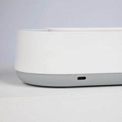 White portable ultrasonic cleaner with stainless steel tank for cleaning jewellery and glasses