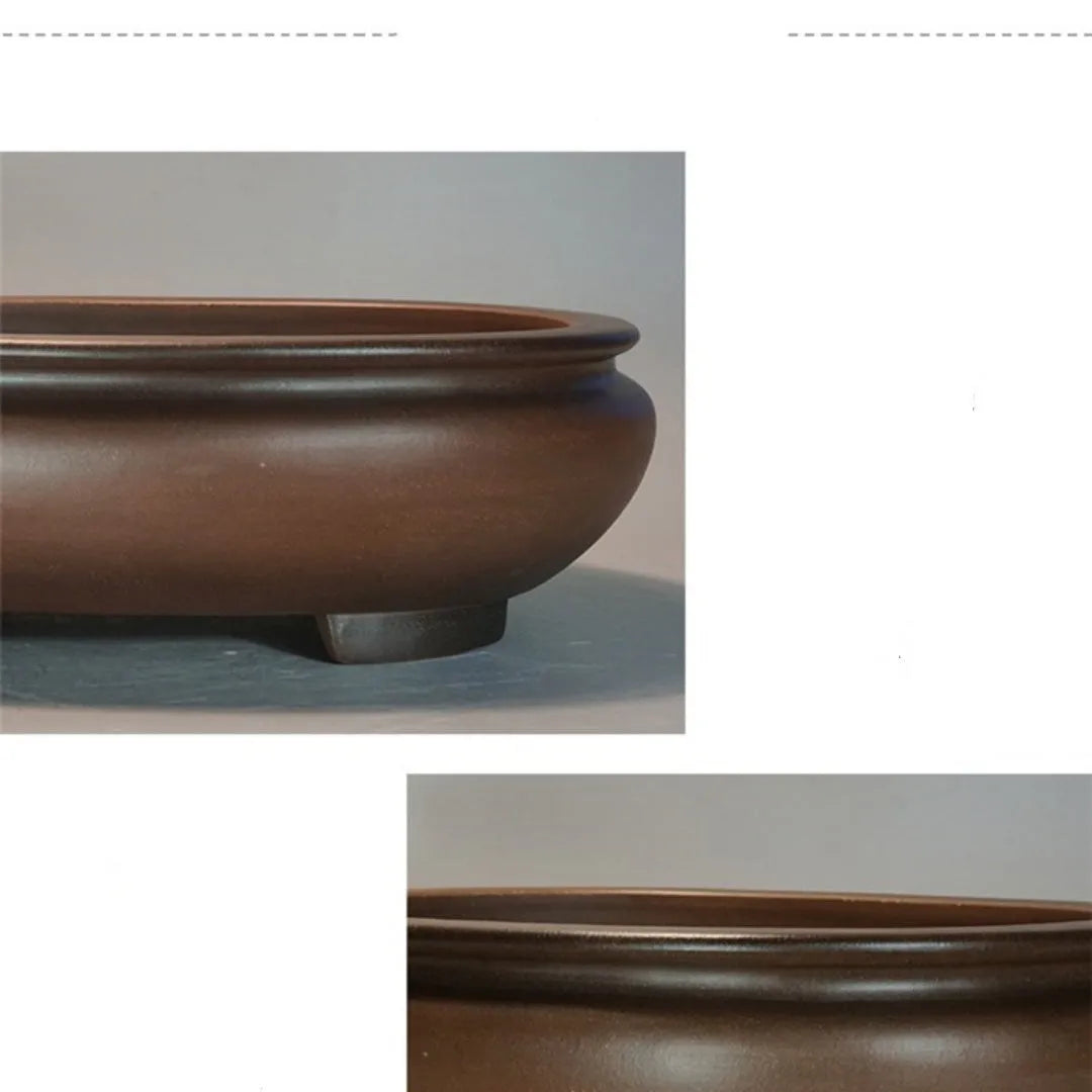 Handcrafted purple clay desktop flowerpot with classical design, 58cm long, for indoor plants