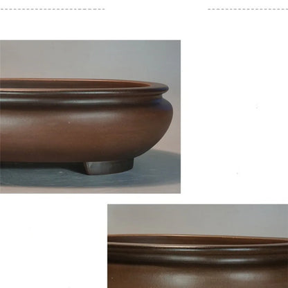 Handcrafted purple clay desktop flowerpot with classical design, 58cm long, for indoor plants