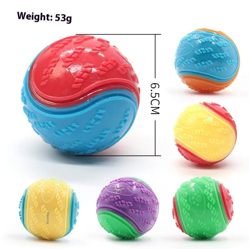TPR dog training ball with sounding feature in assorted colours including red blue and luminous options