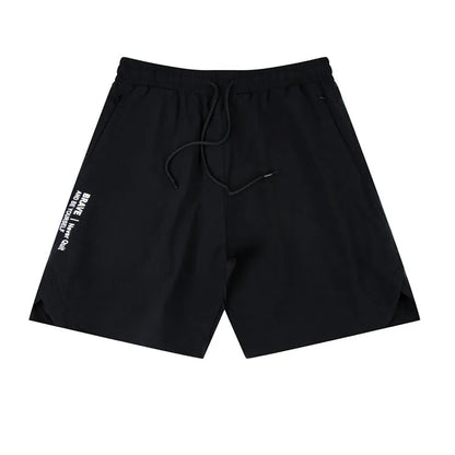 Men's thin quick-drying running shorts in black, blue, or grey, showing contrast colour detail.