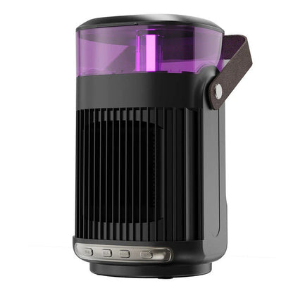 Versatile 2-in-1 heater and humidifier with sleek black design, providing targeted warmth and soothing moisture for home and office comfort