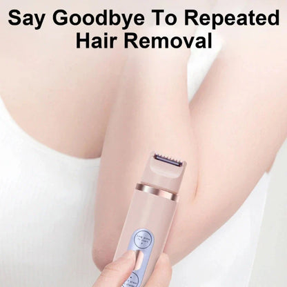 Dual-head electric razor for painless, mess-free hair removal on the face, underarms, bikini line, and legs