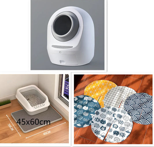 Electric smart cat litter box with WiFi connectivity in blue colour with enclosed design