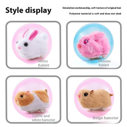Hamster rolling ball toy with transparent plastic sphere and plush shell in beige hamster-gronder colour