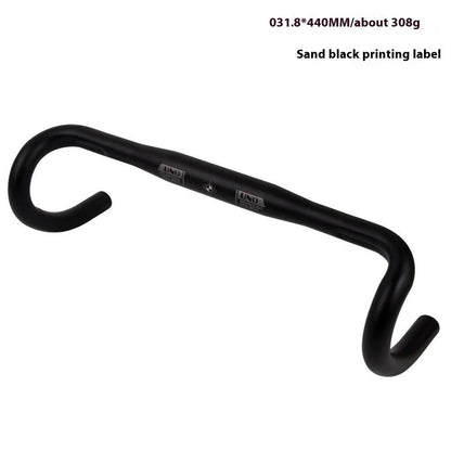 Black UNO road bike aluminium racing handlebar with small bent profile showing 31.8mm clamp markings