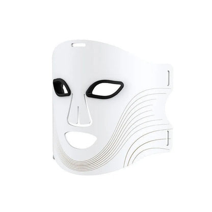 Black LED photon light therapy facial mask for at-home skin treatment on wrinkles and acne.