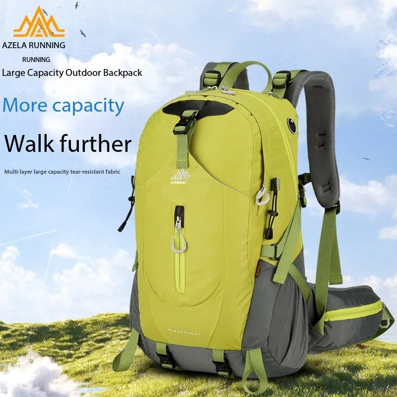 AZELA Electron 40L Hiking Backpack White Navy Outdoor Camping Rucksack Multiple Compartments Adjustable Straps Trekking Daypack Men Women Mountaineering Travel