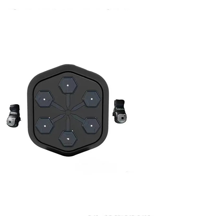 Black smart music boxing machine with Bluetooth connection and velcro design for home fitness training