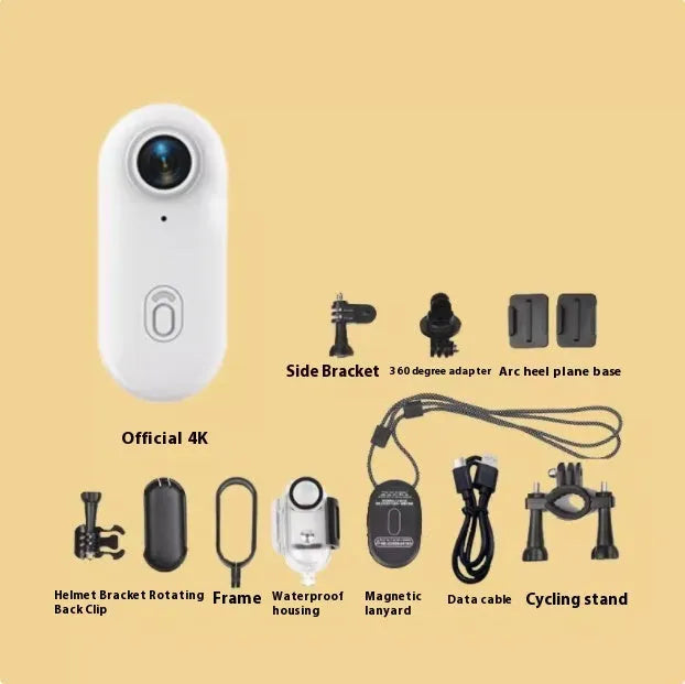 H88 mini 4K black action camera with magnetic mount and waterproof case on a bicycle helmet