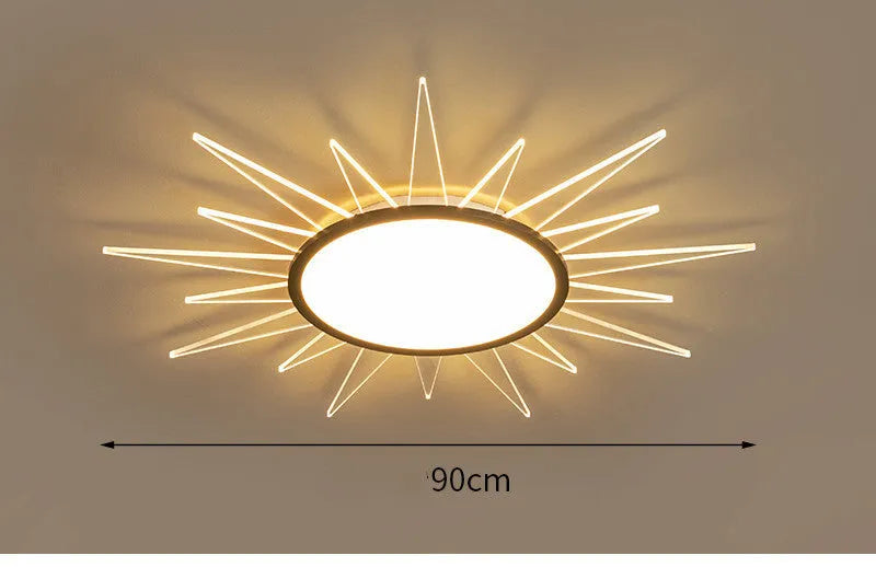 Round aluminium LED ceiling lamp with remote control for dimming, available in multiple sizes