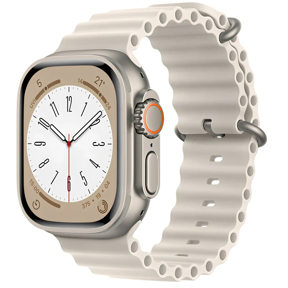 Ocean silicone watch band in midnight blue for Apple Watch 42mm, with buckle closure and flexible fit