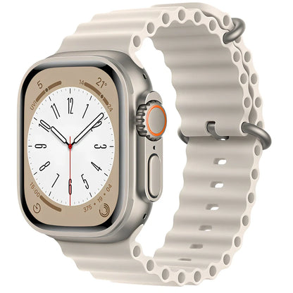 Ocean silicone watch band in midnight blue for Apple Watch 42mm, with buckle closure and flexible fit