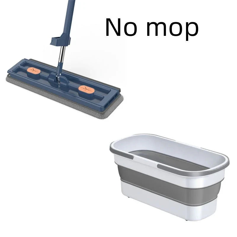 360° Rotating Flat Mop with Stainless Steel Handle and Self-Contained Dewatering Scraper for Effortless Floor Cleaning