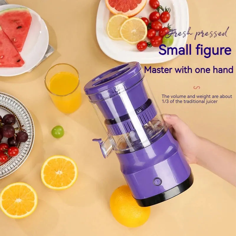 Electric orange juicer lemon squeezer USB rechargeable citrus juicer machine, a portable juicer and blender kitchen gadget in new purple with 2400mAh dual battery and 400ml capacity