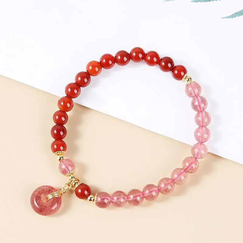 Green natural crystal jade bracelet with Chinese design for women, handmade fresh style