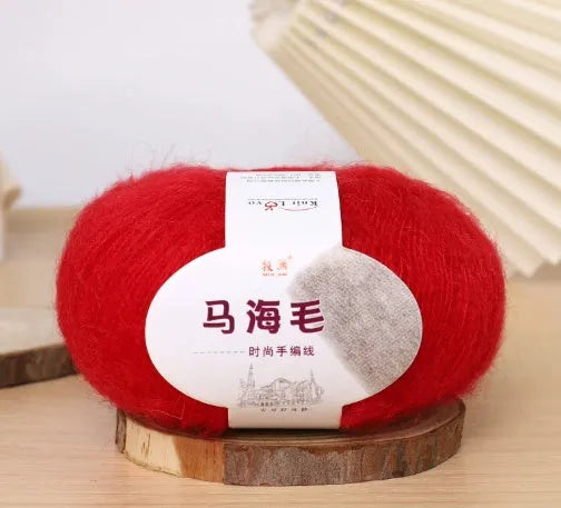 Mohair scarf DIY kit with wool ball and hand-weaving instructions for 180cm spring accessory