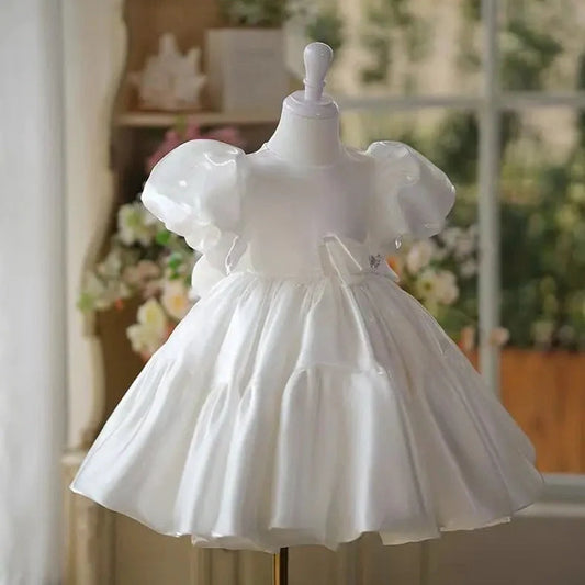 Little girl piano performance costume in acetate fibre fabric with height sizing options
