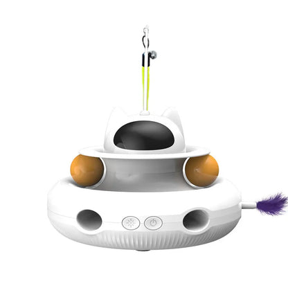 Self Hi automatic cat teaser toy in ABS plastic with infrared laser, USB rechargeable 1200mAh battery, 19.9cm size, feather and ball set