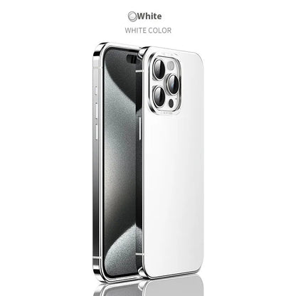 Magnetic suction iPhone case in Desert Gold with stainless steel and acrylic half-pack design and laser finish.