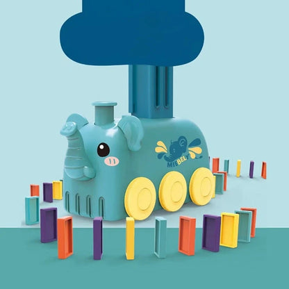 Domino Train Toy Stacking Block Set with Electric Car for Kids