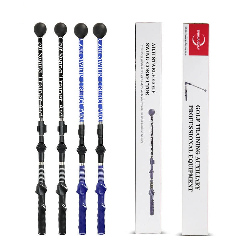 Golf Action Corrector for straight arm swing training in black and blue