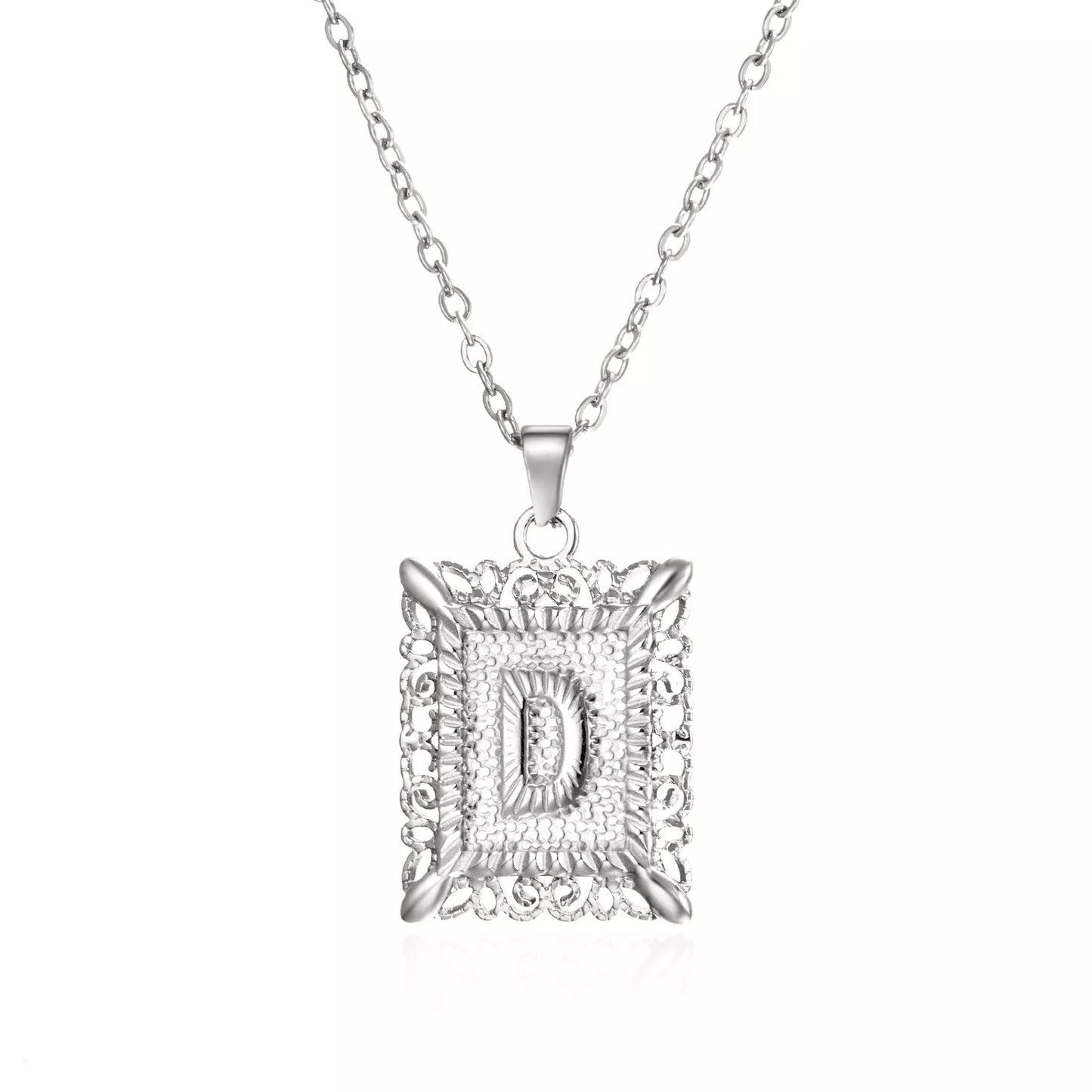 Personalized initial letter necklace in gold or steel, featuring any letter from A to Z