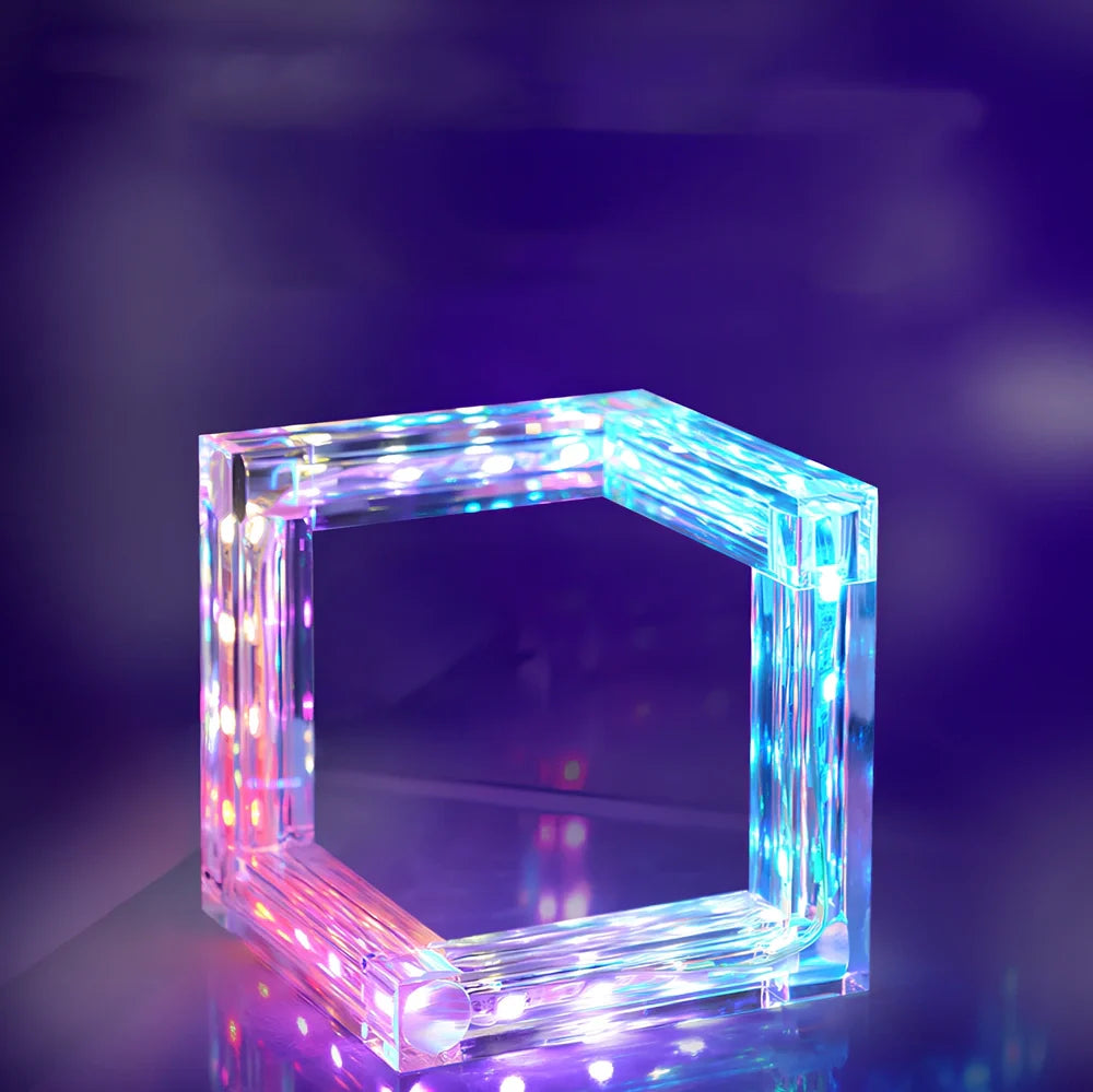 Acrylic Bluetooth desk lamp with 12x12x8.7cm dimensions and 9W LED lighting