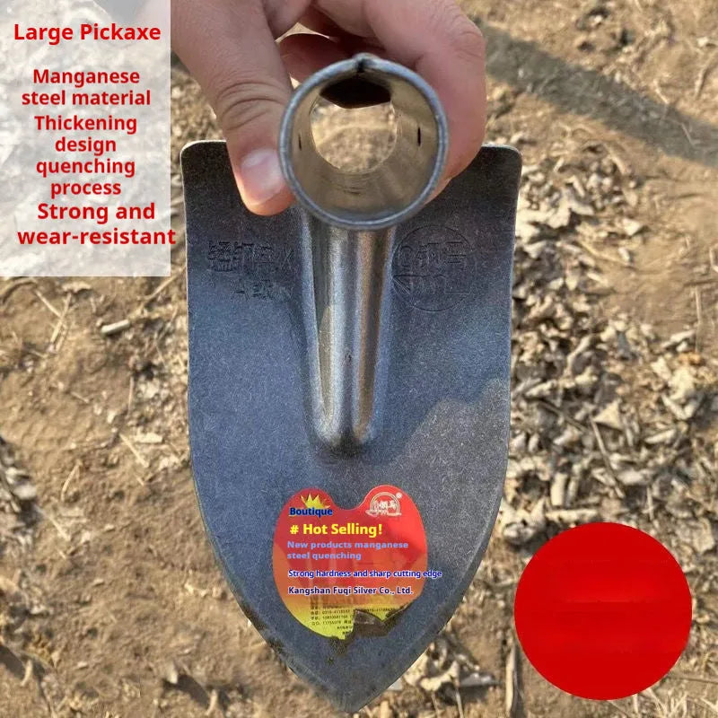 Steel horse pointed hoe with 25cm manganese steel blade and 120cm handle for garden weeding
