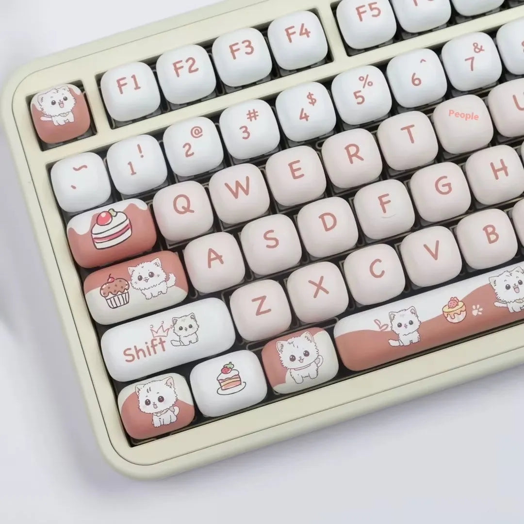 Dessert cat MOG round sublimation key cap for mechanical keyboards with colourful cartoon artwork