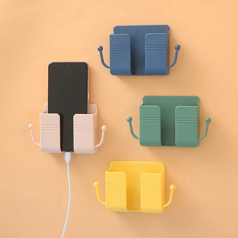 Wall-mounted ABS remote control storage box in assorted colours, 9.5cm x 3cm x 10cm, no cover, for remote, phone and stationery