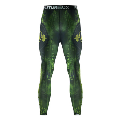 Men's printed slim-fit sports suit top and trousers for running and gym workouts