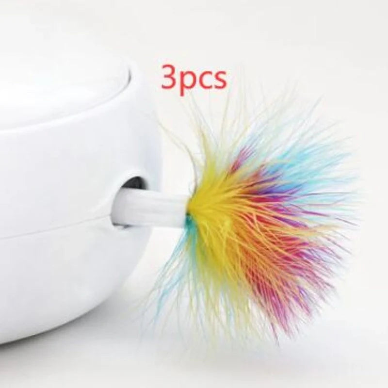 Automatic donut electric cat toy with feather accessories for engaging play