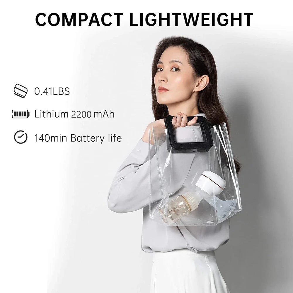 White electric breast pump with silicone shield measuring 8cm wide and 18.5cm tall