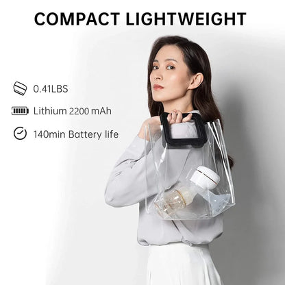 White electric breast pump with silicone shield measuring 8cm wide and 18.5cm tall