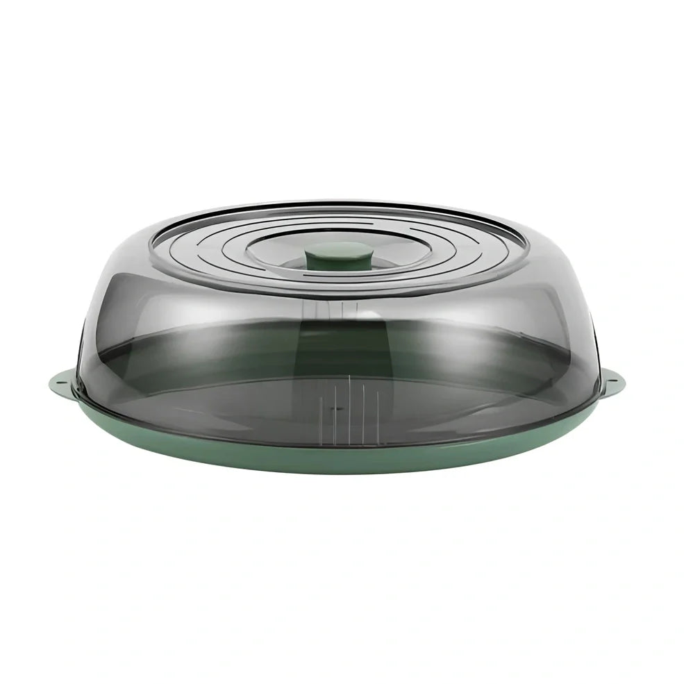 Green plastic Japanese-style food splatter lid sealing heat on 28cm pan, dustproof kitchen protector