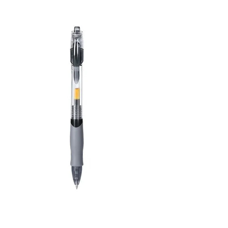 Black, blue, and red gel pen with 0.5mm fine point, plastic body measuring 14cm long