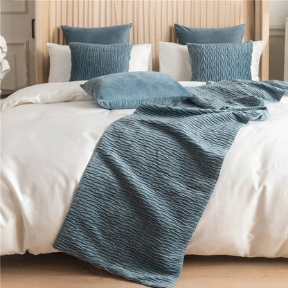 Pure cotton bed flag in various colours showing 45cm width coverage on UK standard bed