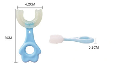 U-shaped baby toothbrush in soft silicone for kids, available in multiple colors