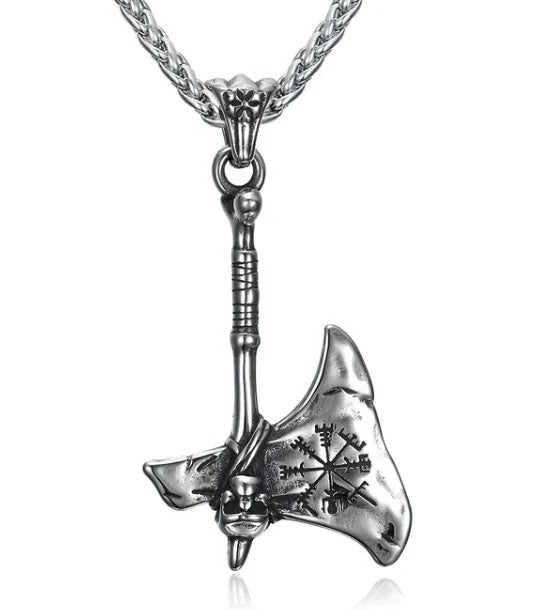 Stainless steel Norse rune necklaces with various Viking symbols and designs