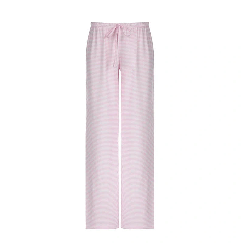 Stylish women's striped pants in various colors with a casual, Y2K-inspired design