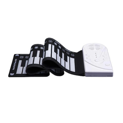 Portable 88-key digital piano with flexible, roll-up design for easy transportation and storage