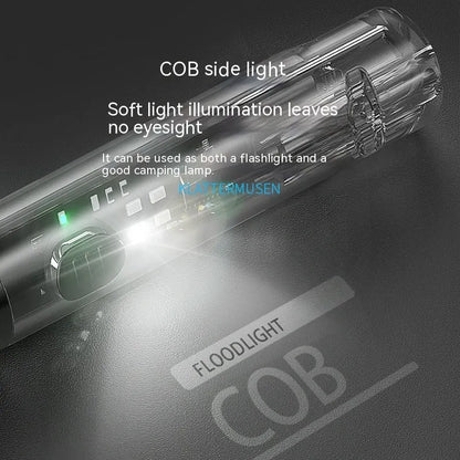 Black plastic USB rechargeable LED flashlight with compact portable design